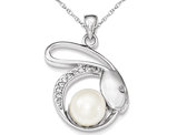 Cultured Freshwater Pearl 8.5mm Pendant Necklace in Sterling Silver with Chain